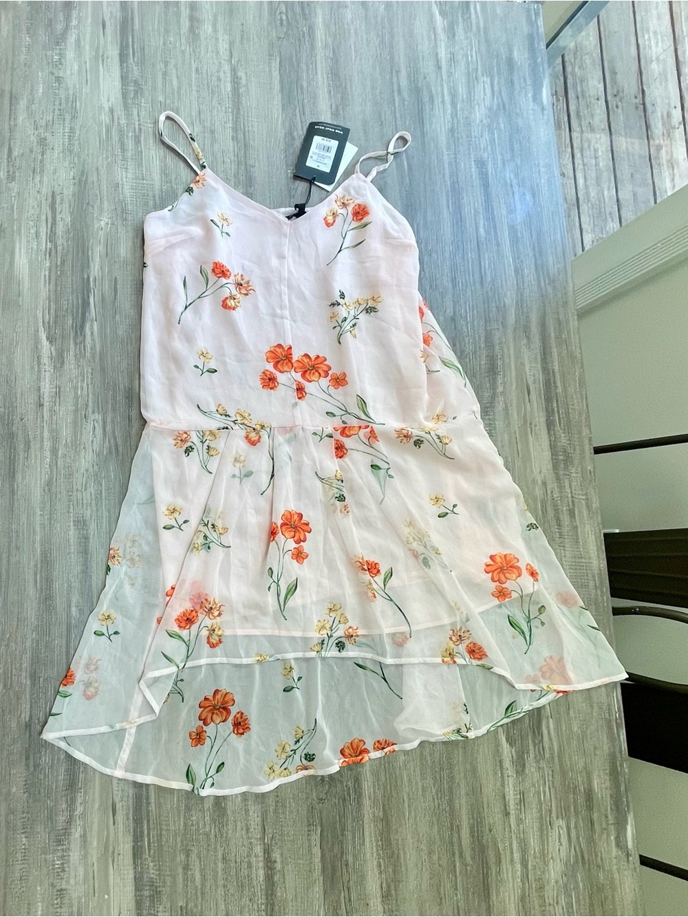 Who What Wear Light Pink Floral Spaghetti-Strap Dress